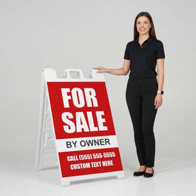 For Sale By Owner A-Frame Sign with Custom Text - alternate view