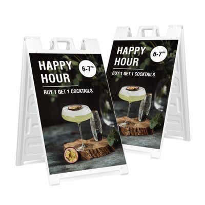 Two park here sandwich board signs for $10 and $25 
