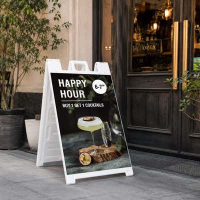 Happy Hour A-Frame Sign with Custom Text - alternate view