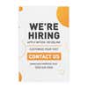 Orange now hiring sign design artwork on a white background