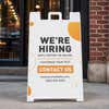 Orange now hiring custom A-frame sidewalk sign