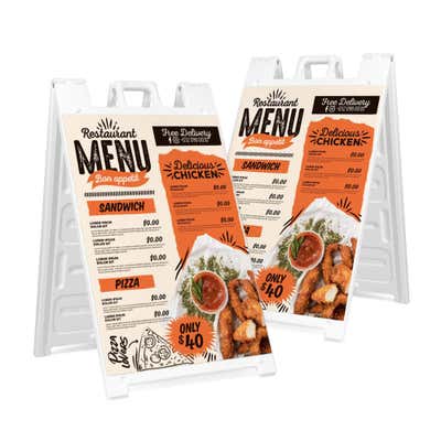 Two park here sandwich board signs for $10 and $25 