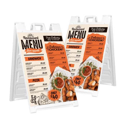 Restaurant Menu A-Frame Sign with Custom Text