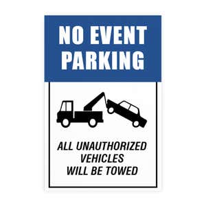 No event parking sign design artwork on a white background