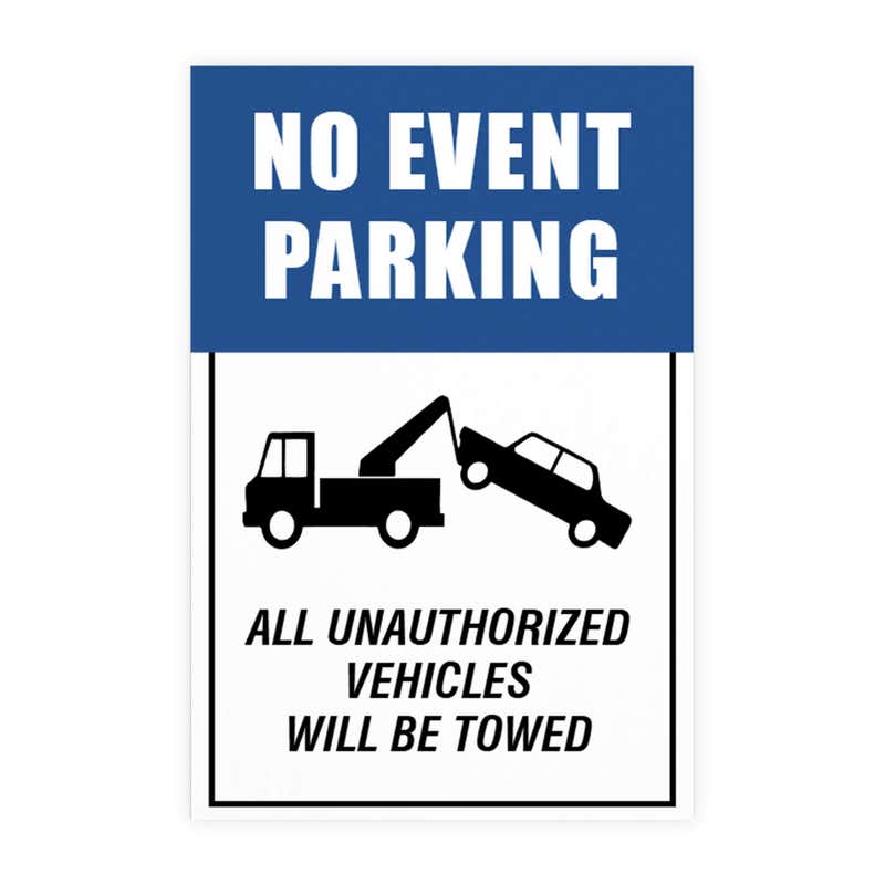 No event parking sign design artwork on a white background