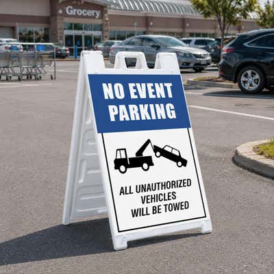 No Event Parking A-Frame Sign with Tow Away Warning - alternate view