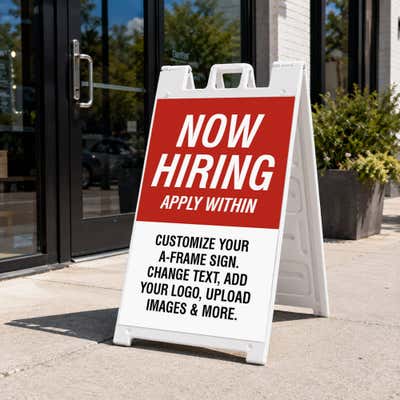 Now Hiring Apply Within A-Frame Sign with Custom Text - alternate view