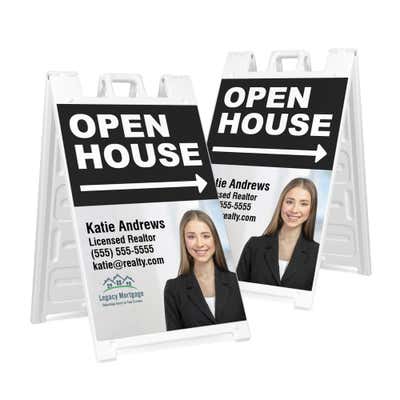 Two park here sandwich board signs for $10 and $25 