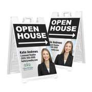 Open House A-Frame Sign with Directional Arrow and Custom Text