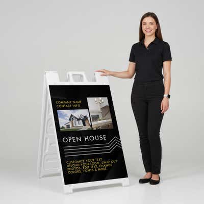 Modern Open House A-Frame Sign with Custom Text - alternate view