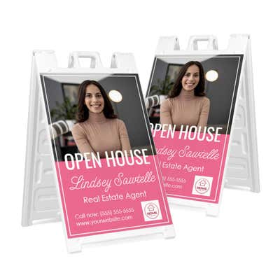 Two park here sandwich board signs for $10 and $25 