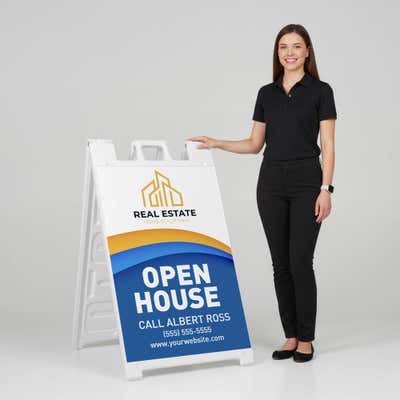 Branded Open House A-Frame Sign with Custom Text - alternate view