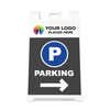 Front view of the logo parking A-frame sidewalk sign