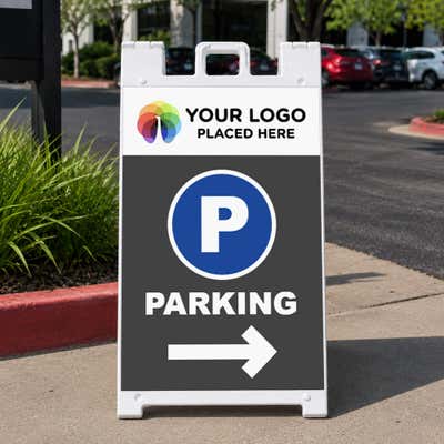 Custom Logo Parking Directional A-Frame Sign - alternate view