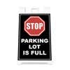 Front view of the parking lot full A-frame sidewalk sign