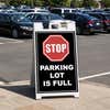 Parking lot full A-frame sign displayed in a parking lot