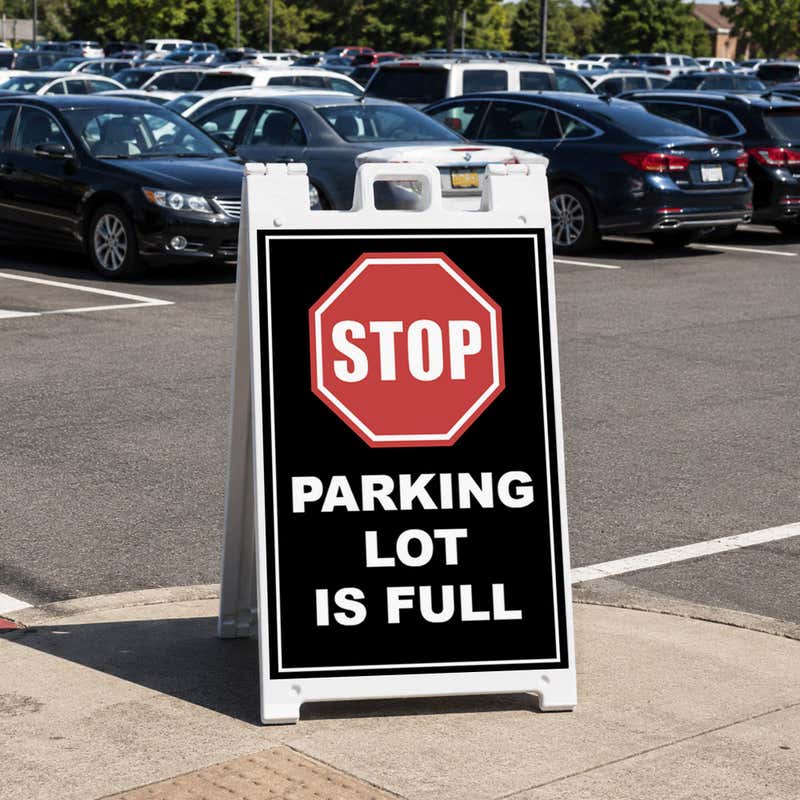 Parking lot full A-frame sign displayed in a parking lot