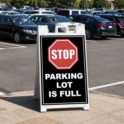 Stop Parking Lot Is Full A-Frame Sign with Custom Text - alternate view