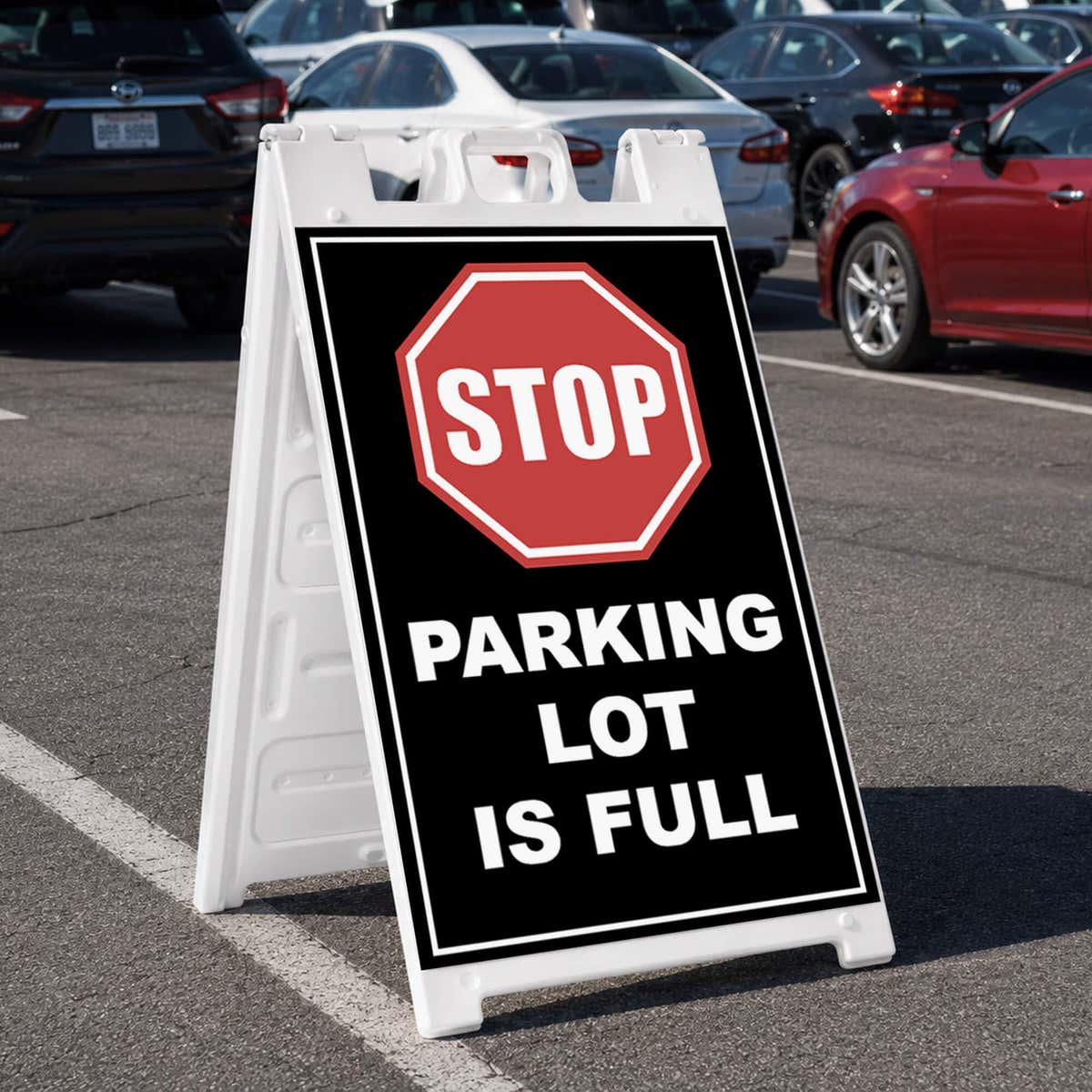 Parking lot full A-frame sign displayed in a parking lot