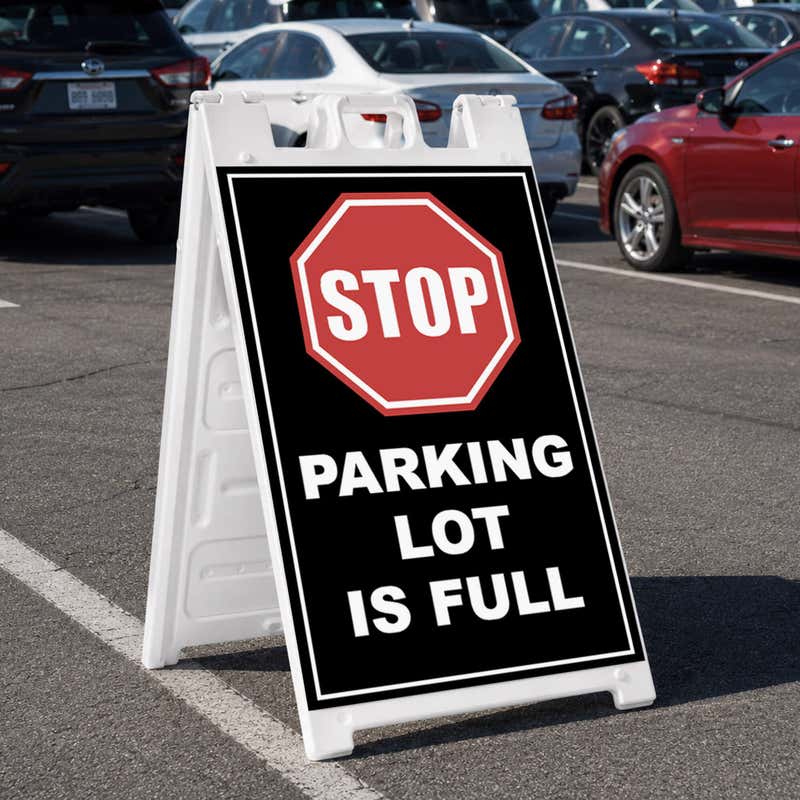 Parking lot full A-frame sign displayed in a parking lot