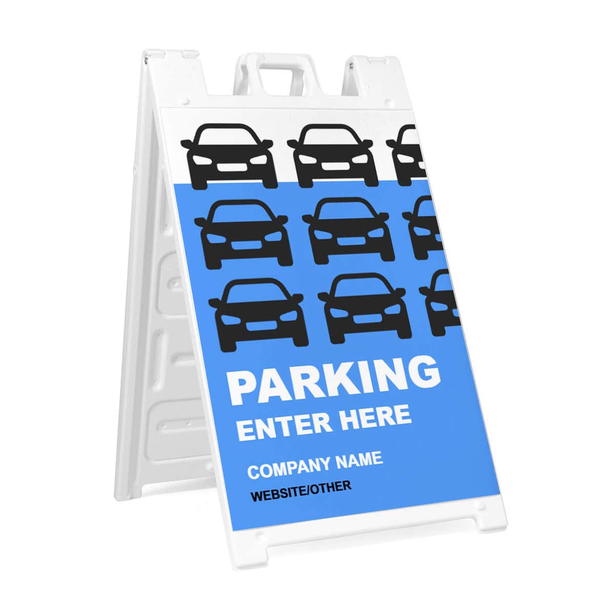 Single Parking Enter Here A-frame sandwich board sign with custom text