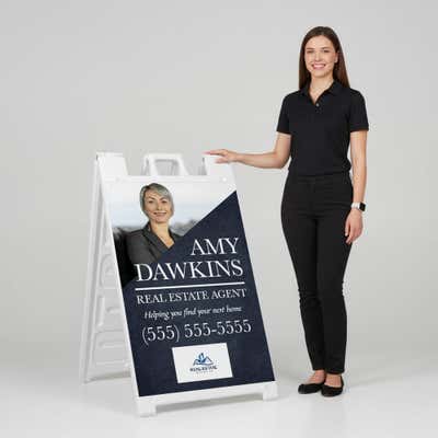 Real Estate Agent A-Frame Sign with Custom Text - alternate view