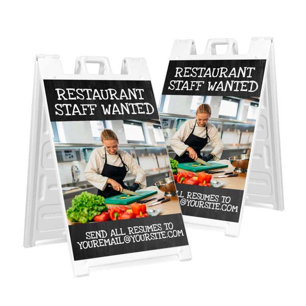 Restaurant Staff Wanted A-Frame Sign with Custom Text