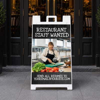 Restaurant Staff Wanted A-Frame Sign with Custom Text - alternate view