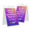 Two retail sale A-frame sidewalk signs shown front and angled
