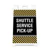 Front view of the shuttle service A-frame sidewalk sign
