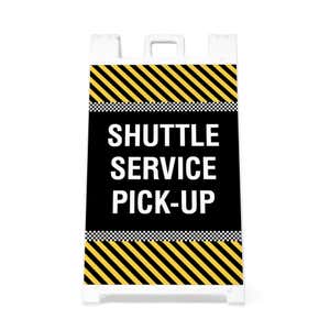 Front view of the shuttle service A-frame sidewalk sign