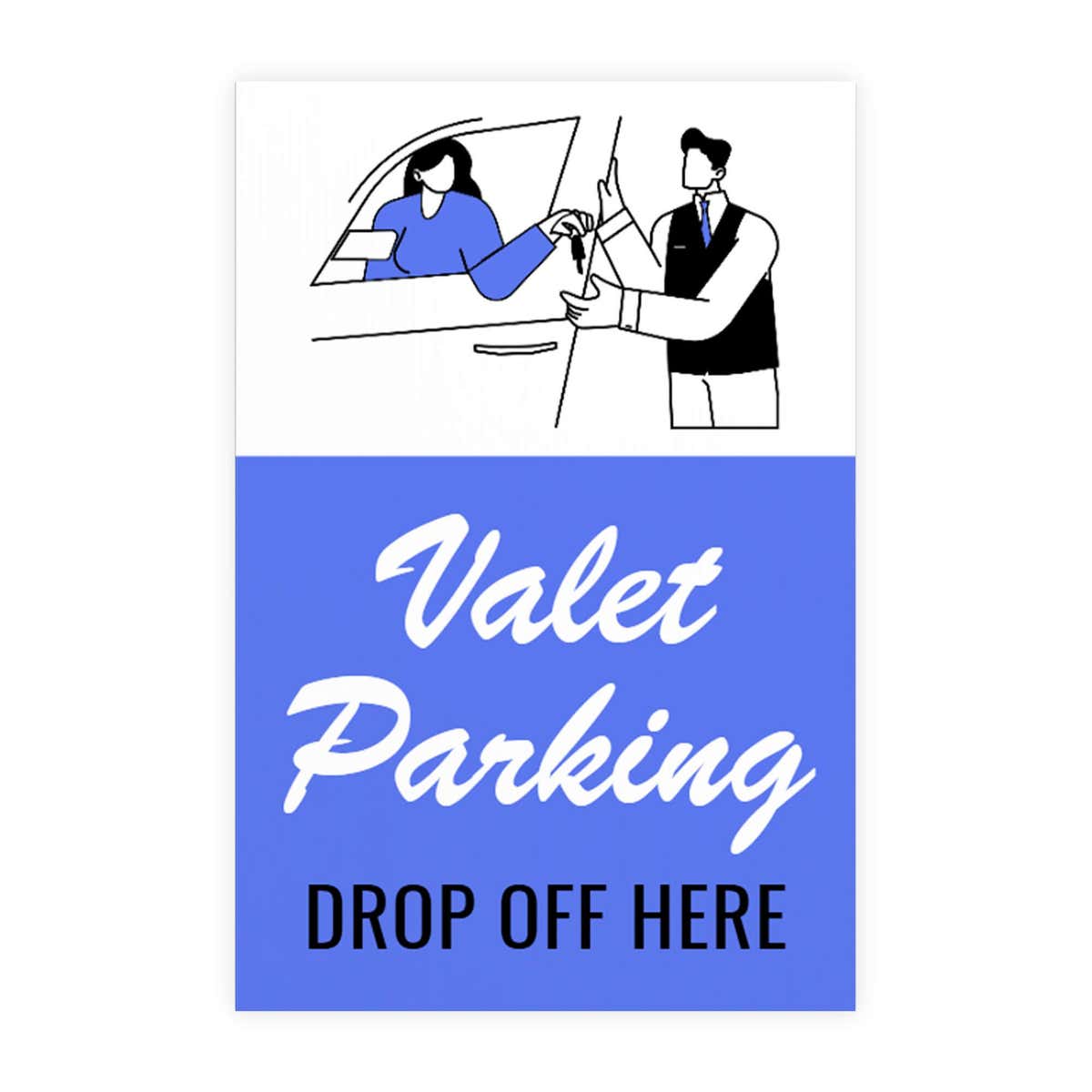 Valet parking sign design artwork on a white background