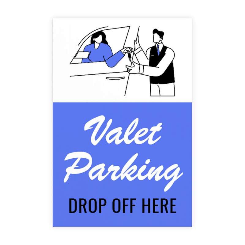Valet parking sign design artwork on a white background