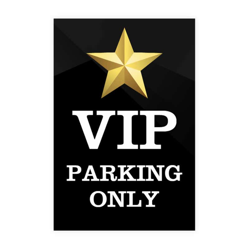 VIP parking sign design artwork on a white background