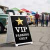 VIP parking A-frame sign displayed in a parking lot