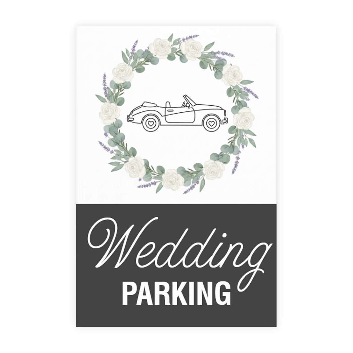 Wedding parking sign design artwork on a white background