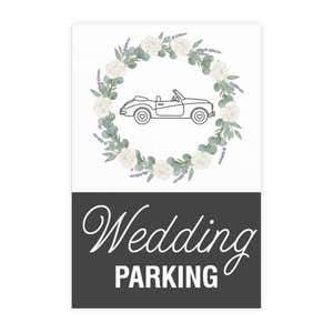 Wedding parking sign design artwork on a white background
