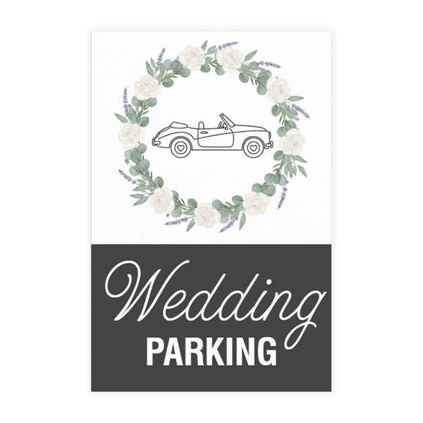 Wedding parking sign design artwork on a white background