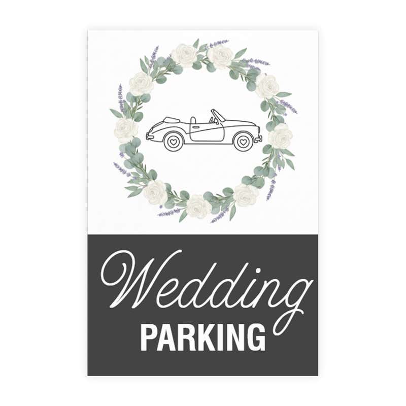 Wedding parking sign design artwork on a white background