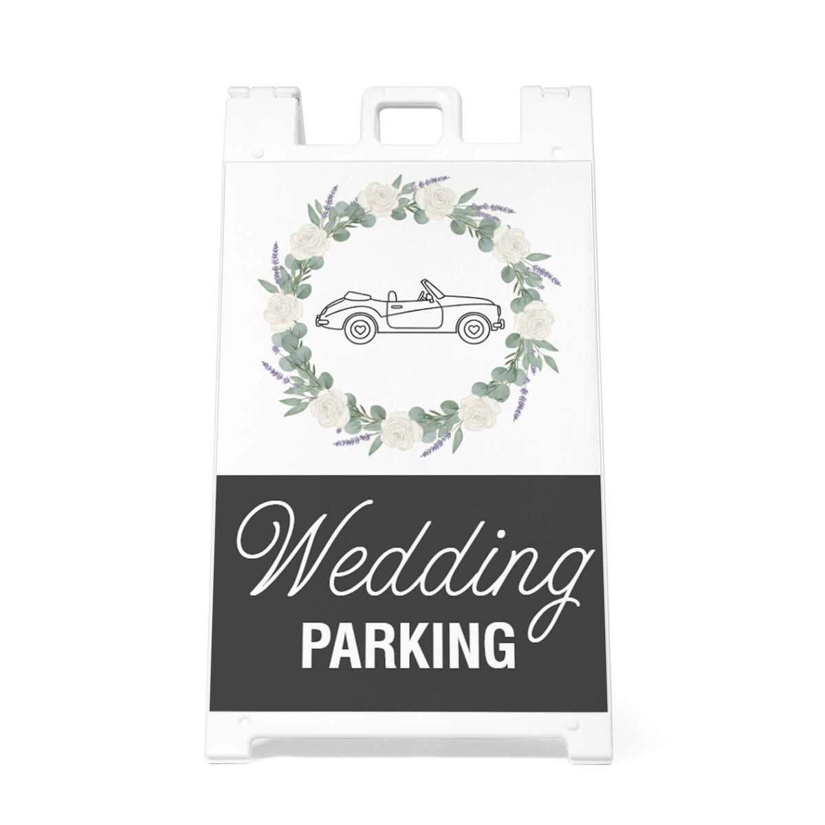 Front view of the wedding parking A-frame sidewalk sign