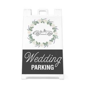 Front view of the wedding parking A-frame sidewalk sign