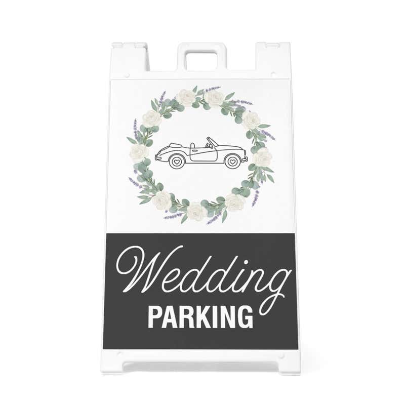 Front view of the wedding parking A-frame sidewalk sign
