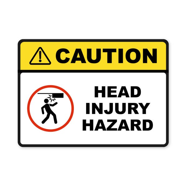 Head Injury Hazard Caution Sign - Aluminum or Plastic