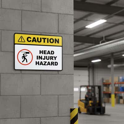 Head Injury Hazard Caution Sign - Aluminum or Plastic - alternate view