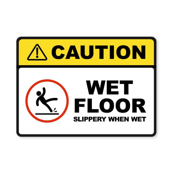 Wet Floor Caution Sign - Slippery When Wet - Aluminum or Plastic