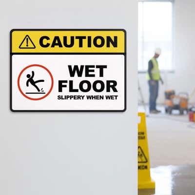 Wet Floor Caution Sign - Slippery When Wet - Aluminum or Plastic - alternate view