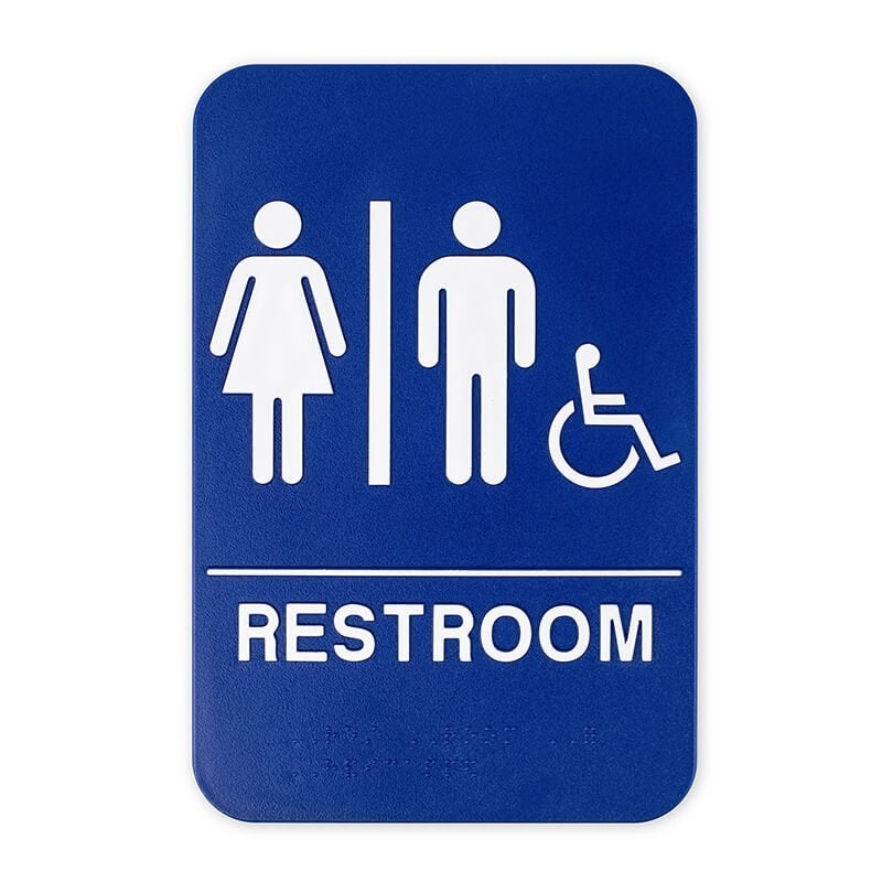 An example of a 9 x 6 ADA sign for a all gender restroom