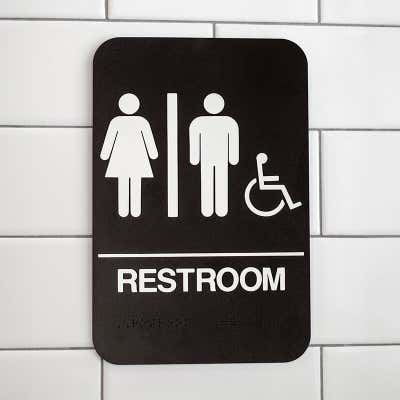 Brown Unisex Handicap 9" x 6" ADA Braille Restroom Sign - alternate view