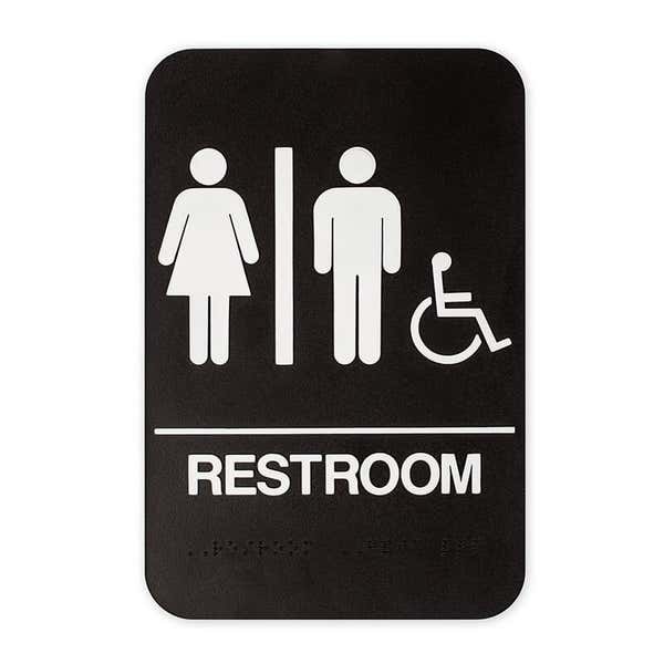 Brown Unisex Handicap 9" x 6" ADA Braille Restroom Sign