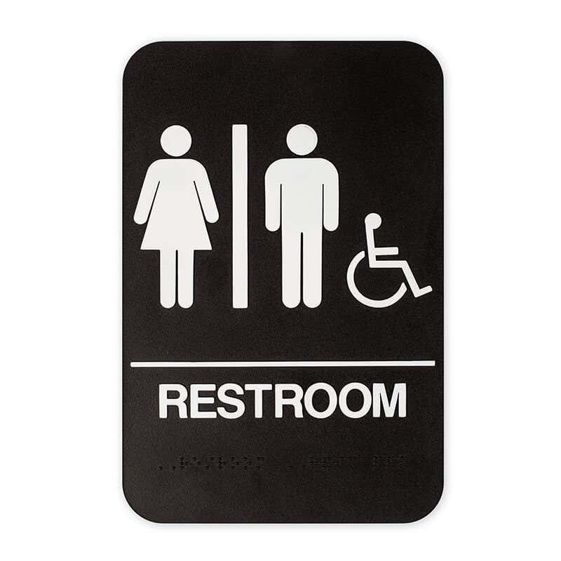 Brown Unisex Handicap 9" x 6" ADA Braille Restroom Sign